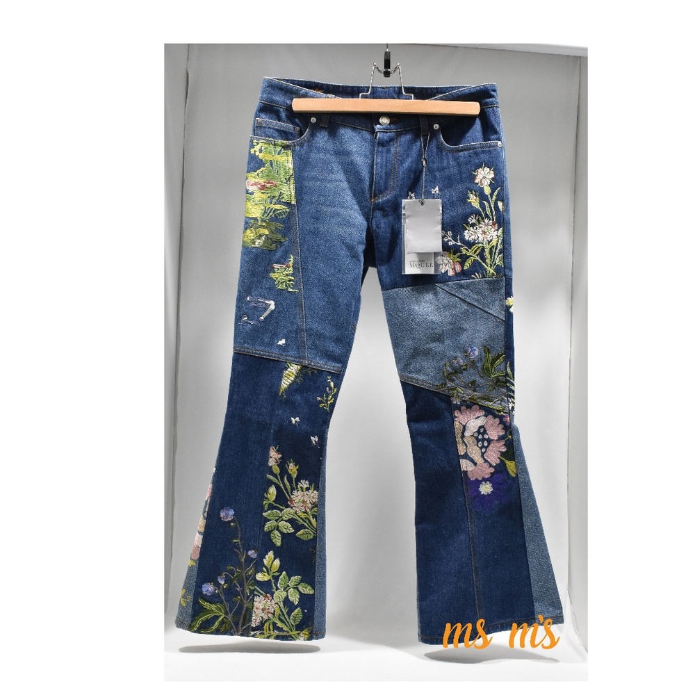 NWT Alexander McQueen Floral Embroidered JEAN 4 - Picture 4 of 10